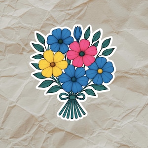 bouquet de fleurs de fierté pansexuelle | Sticker LGBTQ+ résistant aux intempéries