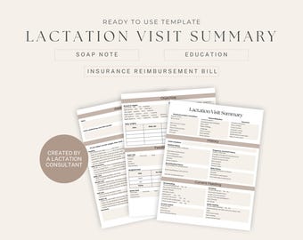 Lactation Consultant SOAP Note | Visit Summary Template | Weighted Feed Tracker, History & Plan | Insurance Reimbursement Superbill