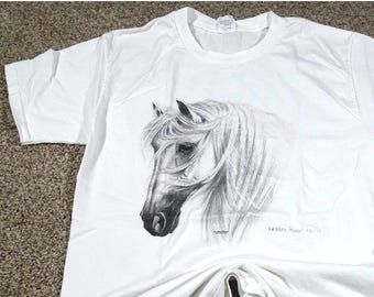 Vintage Lesley Harrison Horse Graphic T-Shirt Hanes Small 90s Y2K