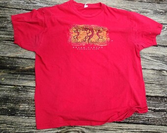 Vintage 90s Y2K Grand Canyon Kokopelli Graphic T-Shirt XL Red Distressed Faded