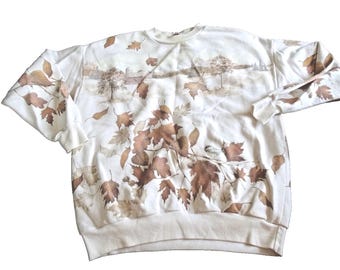 Vintage Artisans Designs AOP Fall Farm Autumn Leaves Barn Grandma Granny Pullover Crewneck Sweatshirt