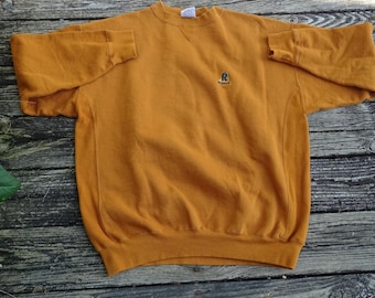 Vintage 1990s Riddell Rust Orange Crewneck Sweatshirt - Size XL - Made in USA Embroidered Minimalist Sportswear