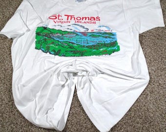 Vintage 1985 St. Thomas Virgin Islands T-Shirt Hanes USA Large 80s