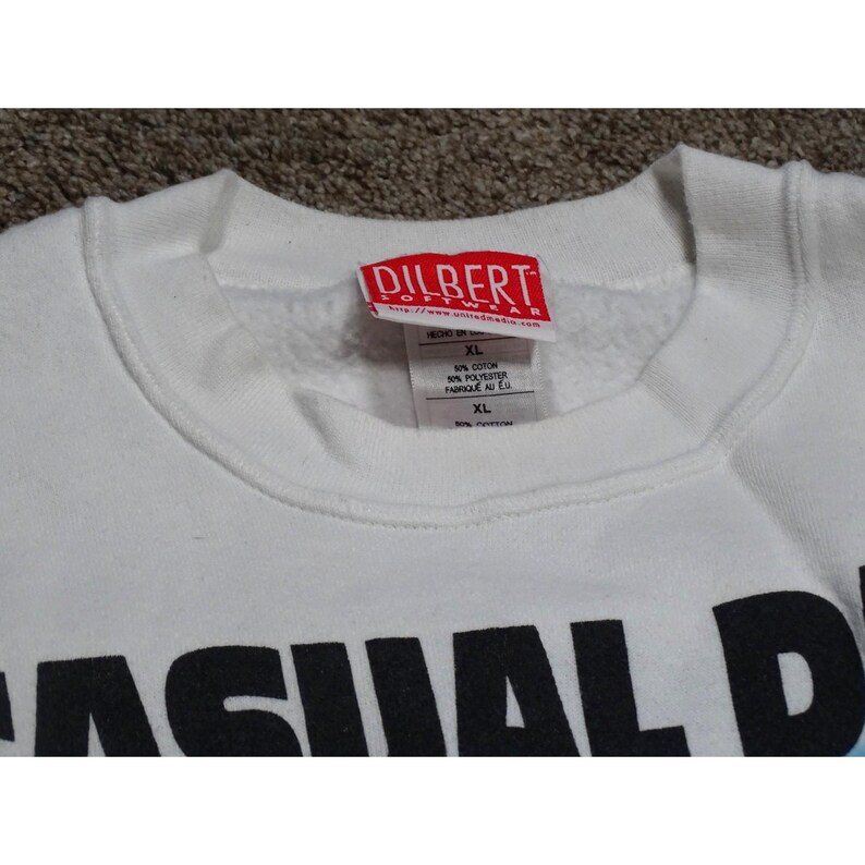 Vintage 90s Dilbert "Casual Day" Sweatshirt Softwear Corporate Humor Crewneck XL, Made in USA image 4