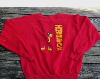 Vintage 1990s Iowa State Cyclones Raglan Graphic Sweatshirt Distressed Boxy NCAA Crewneck Pullover Ames Iowa Sportswear