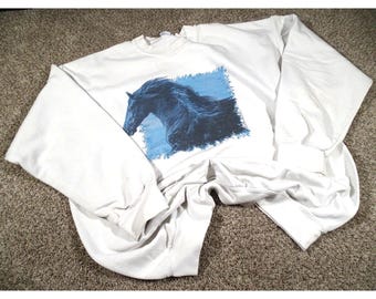 Vintage Lesley Harrison Black Horse Sweatshirt Gildan XL