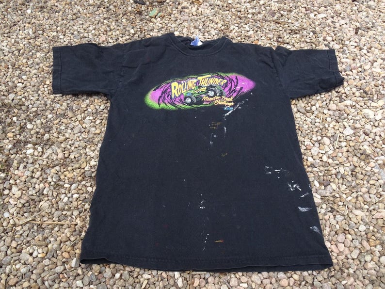 Vintage Grave Digger Monster Jam T-Shirt 90s Monster Truck Graphic Tee - Retro Racing Shirt Black Distressed Streetwear image 1