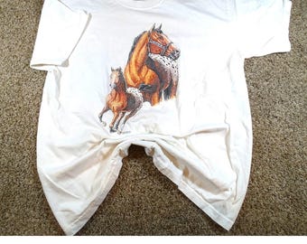 Vintage 90s Wild Side Appaloosa Horses Graphic Tee Shirt | Large Anvil Best Friends Nature