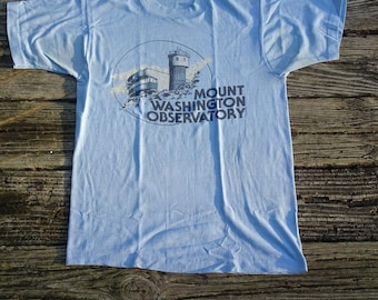 Vintage 1980s Mount Washington Observatory Graphic Tee | Distressed Vintage Nature T-Shirt