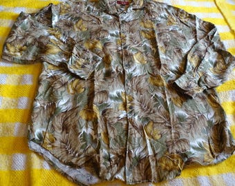 Vintage Timepieces Rayon Wool Blend Shirt Large Retro Pattern Made in Malaysia