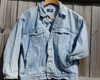Vintage Esprit Distressed Denim Jean Jacket Light Wash 90s Grunge Aesthetic