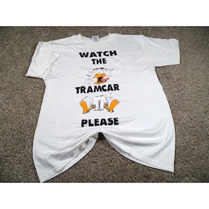Vintage Wildwood NJ "Watch the Tramcar Please" T-Shirt Jerzees L Boardwalk Beater image 1