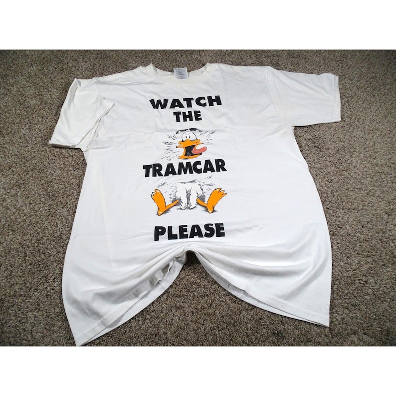 Vintage Wildwood NJ "Watch the Tramcar Please" T-Shirt Jerzees L Boardwalk Beater image 1