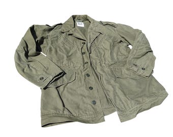 Vintage 1984 Dutch Army Field Jacket with Wool Liner Vest | Faded 80s KL Surplus Utility Coat | Chest 21 L 27