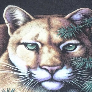 Vintage 90s Cougar Mountain Lion T-Shirt Made in USA Mango Tropic Adventure Wear Graphic Distressed Thrashed Aesthetic Adult Large Bild 3