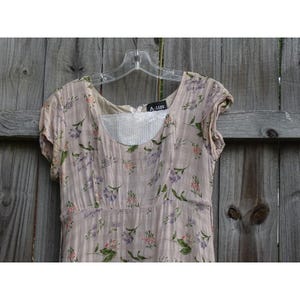 Vintage 90s A-List by Wrapper Floral Dress 11/12 | Ditsy Botanical Midi Dress Short Sleeve Fairy Grunge Whimsigoth Y2K Flawed Repair Project