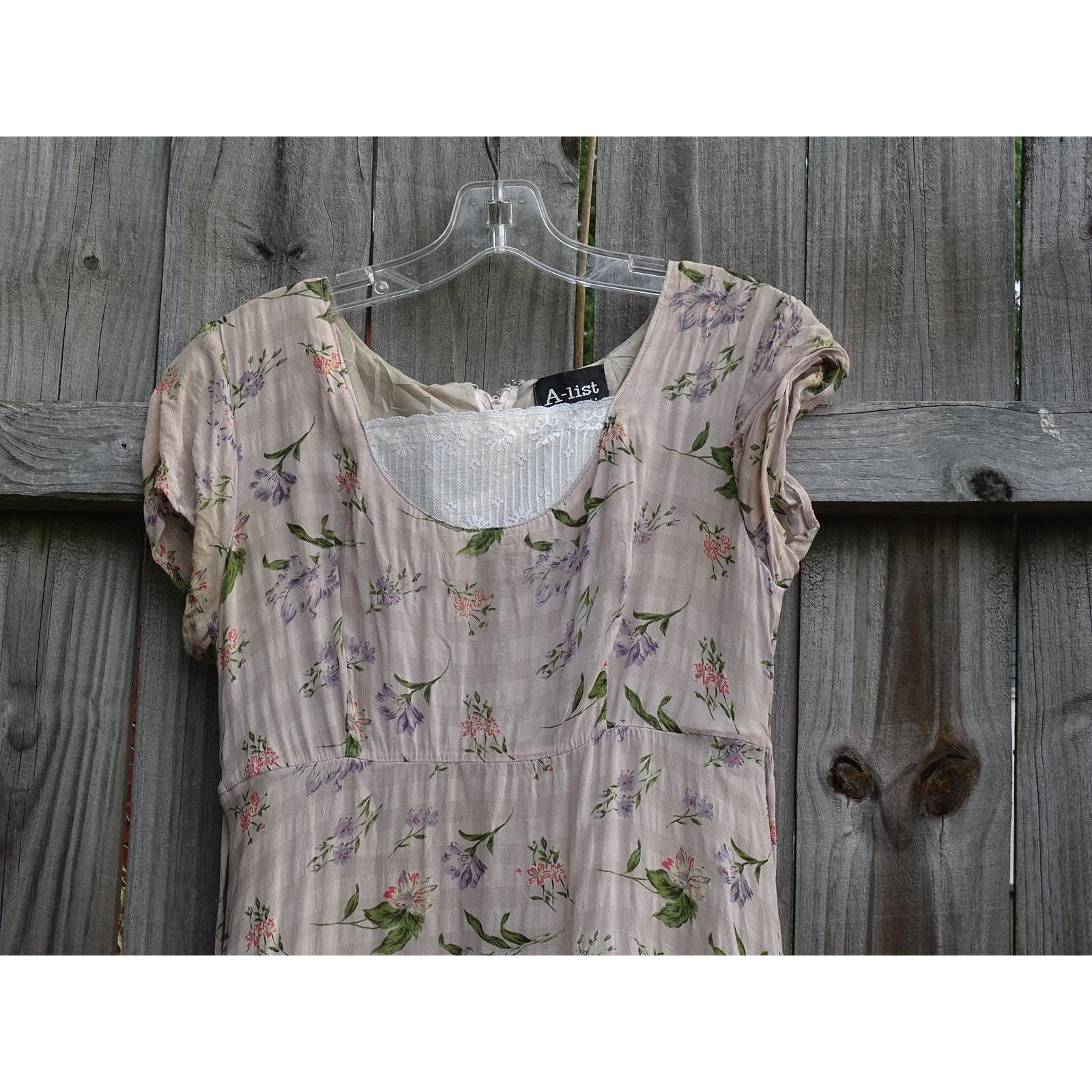 90s floral dress grunge Vintage 90s Grunge Purple Flower Pearl Button Mini Dress M – Bombshell  Bettys Vintage main image 1