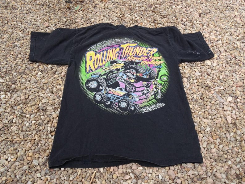 Vintage Grave Digger Monster Jam T-Shirt 90s Monster Truck Graphic Tee - Retro Racing Shirt Black Distressed Streetwear image 7
