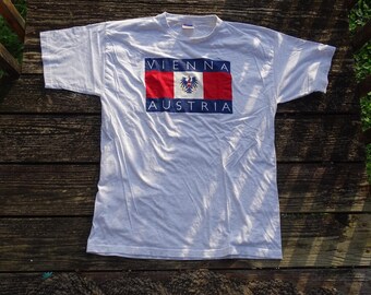Vintage 90s BC Exact 150 Vienna Austria T Shirt Heather Gray Mens M L 21x28