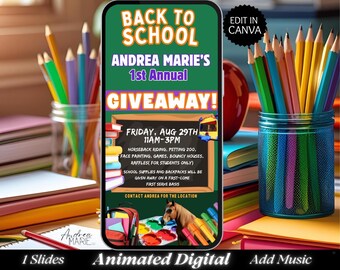 Back to School Event Flyer: Editable Kids Invitation Template (Canva Digital Download