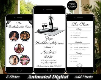 Yoga Bachelorette Party Invitation | Editable Canva Template, Digital Download, Wellness Bridal Shower Invite