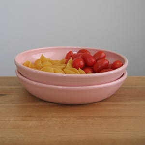 Set of 2 pink pasta bowls, Blates, Simple ceramic hand thrown stoneware serving pieces, Modern table, Meal bowls, Curry, Rice, Salad