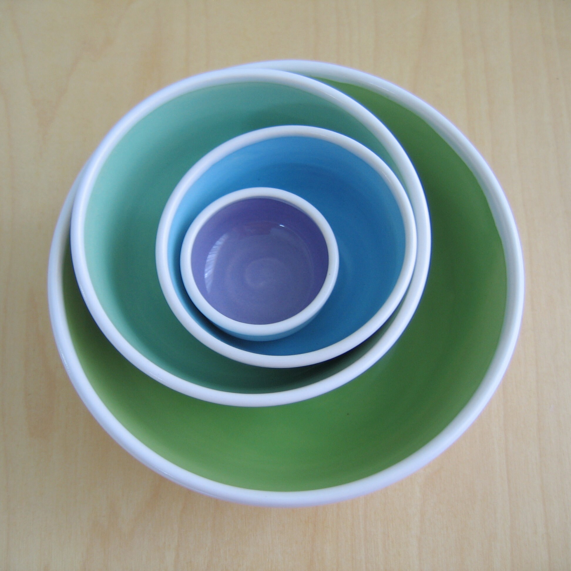Mismatched Ceramic Nesting Bowls Colorful Wedding Gift Etsy