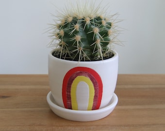Small rainbow plant pot, Pottery succulent planter