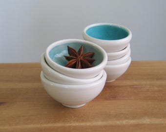 Teeny tiny pottery bowl, Mini ceramic ring holder, Your choice of one small trinket dish, Spice bowl, Cute bridesmaid favor, Pill holder