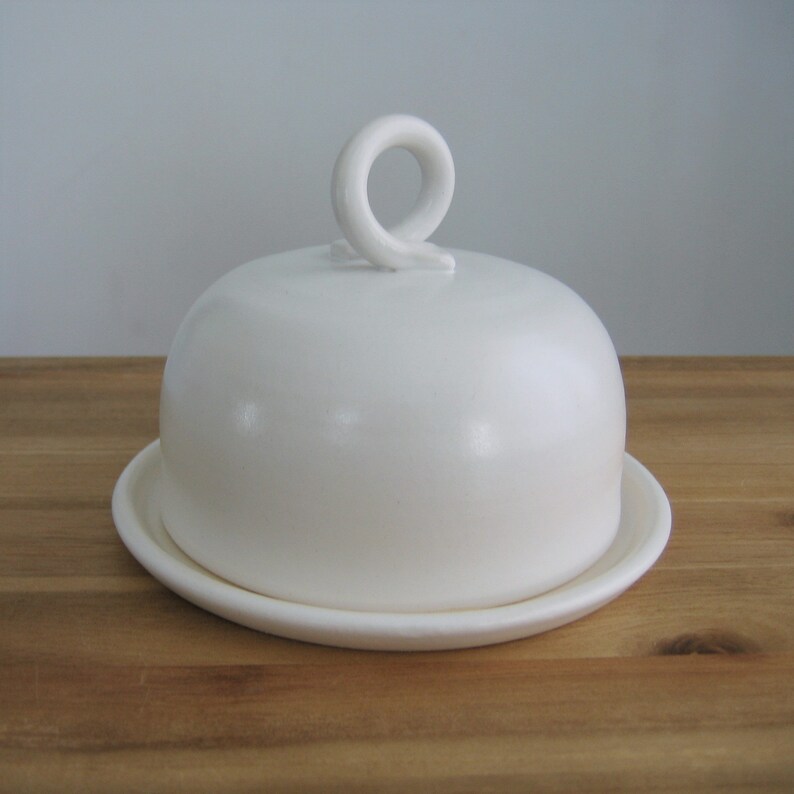 Modern Pottery Butter Dish with Lid White Stoneware Butter Etsy