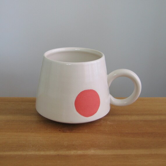 Modern Pink Circle Ceramic Coffee Cup (10oz) Hand Thrown Stoneware Mug -  Etsy