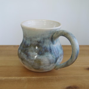 Moody blue pottery mug, Hand thrown ceramic pot belly coffee cup