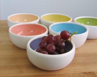 Small rainbow bowls for prep or snacks, Pottery fun wedding gift, Stoneware ceramic gifts for him, Anniversary, Happy gay pride month