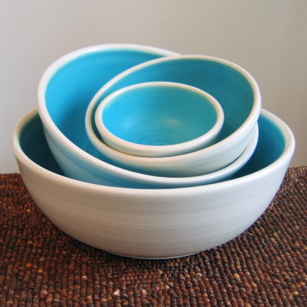 Turquoise Nesting Bowls - Large Set