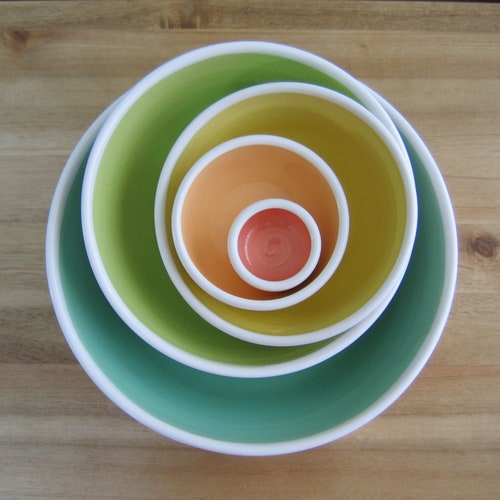 Nesting Bowls Ceramic Large Pottery Bowls Nesting Bowl Set Etsy