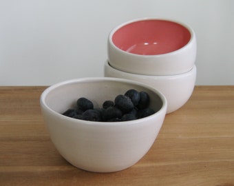 Your pick, One small pottery bowl, Modern sauce bowl, Snacks, prep, dipping, Cute ceramic stoneware dish, Pink, Blue, Stocking stuffer gift