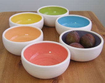 Small rainbow bowls for prep or snacks, Pottery fun wedding gift, Handmade stoneware ceramic gifts for him, Anniversary, Happy gay pride