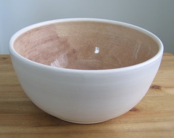 Modern farmhouse pottery fruit bowl, Large ceramic serving bowl in earthy soft romantic purple and white, Stoneware 9th anniversary gift