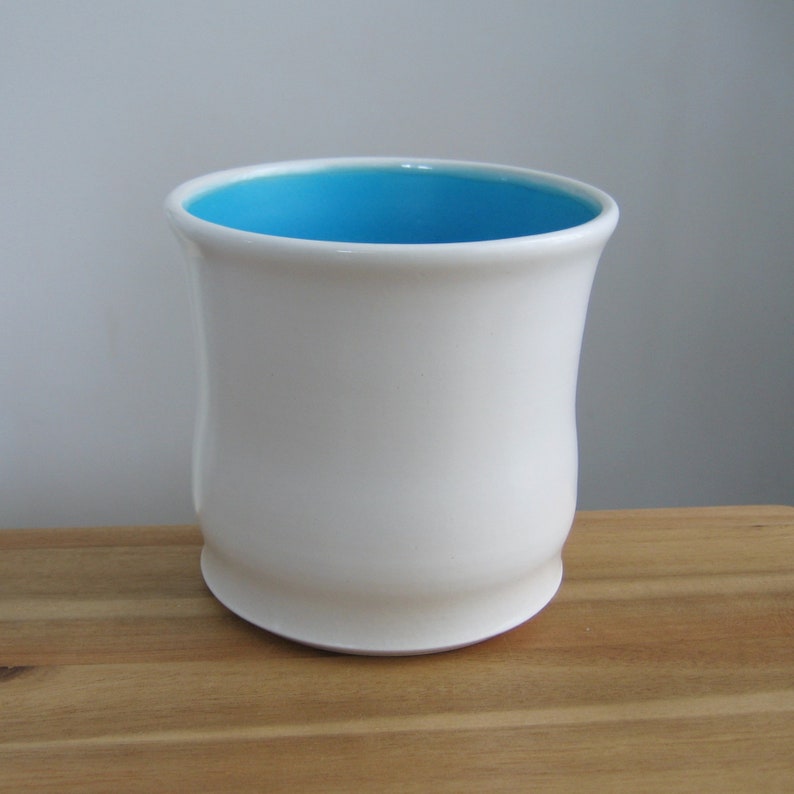 Ceramic Utensil Crock In Turquoise Blue Stoneware Pottery Etsy
