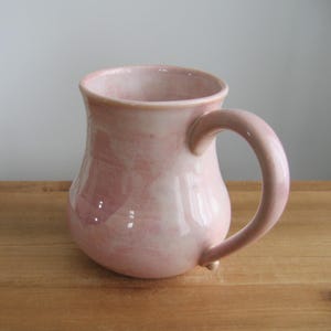 Large pink pot belly pottery coffee mug, 18 oz stoneware ceramic stoneware cup