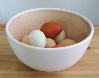 Bol à fruits en poterie de ferme moderne, grand bol de service en céramique violet et blanc romantique doux terreux, cadeau du 9e anniversaire en grès