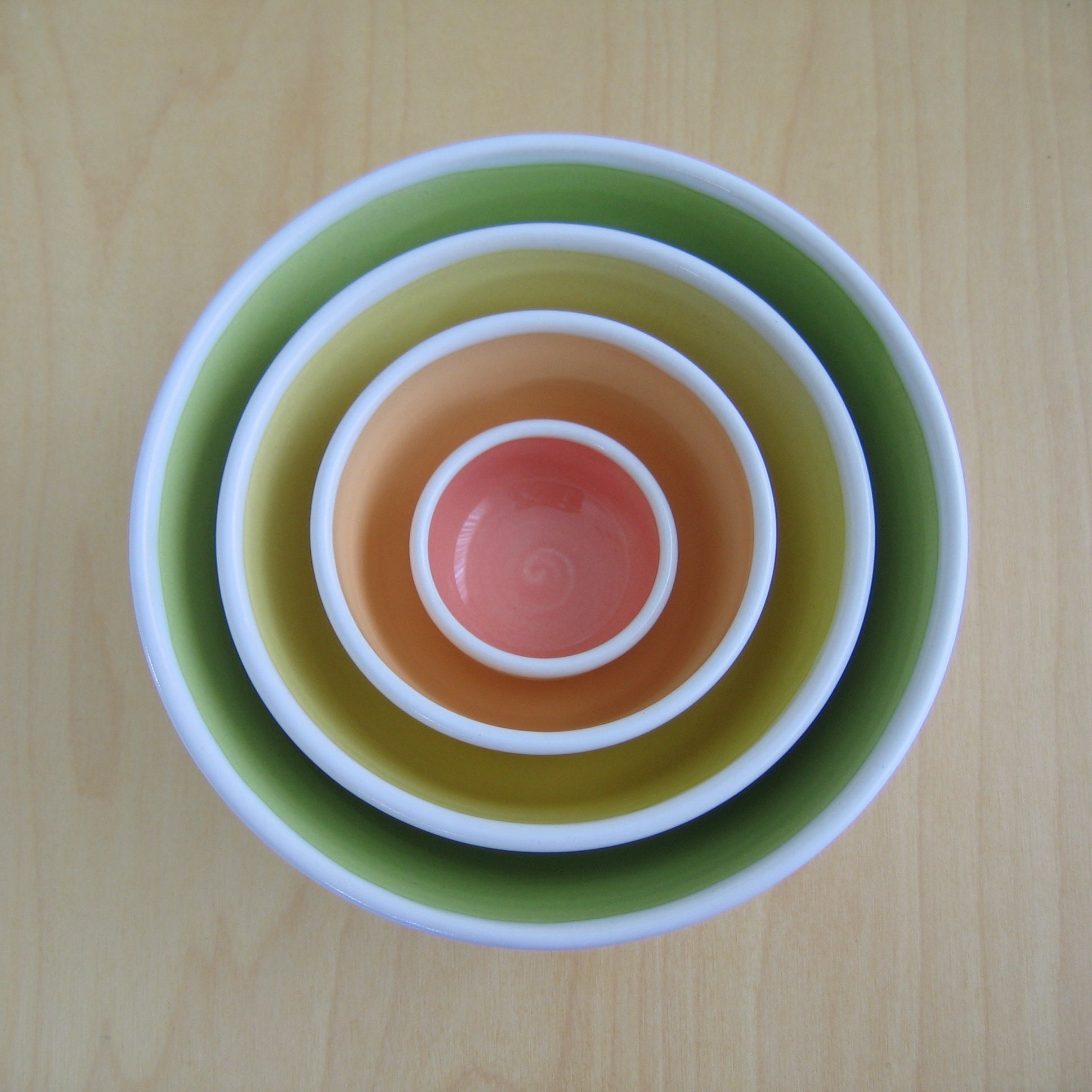 Ceramic Nesting Bowls Mismatched Stacking Pottery Bowls Etsy