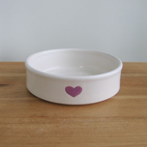 Your choice of one cat food dish, Pampered pet ceramic bowl, Heart, Swiss cheese, Small pottery dog bowl, Pet accessory Rainbow cat gift Purple heart