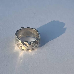 Nature inspired Chunky Sterling Silver Ring, unusual unique Artistic rings, Sculptural Abstract Shapes jewelry, brutalist Unisex Bold Ring