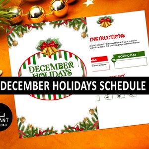 Vakantieschema december | Decemberplanner | Kerstrooster | Dagelijkse takenlijst