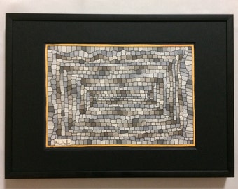 Original Framed Ink Drawing - "Stone Pathway" by Michael Carlton