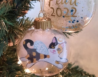 Calico Cat Angel Ornament, Personalized Cat, Cat Christmas Ornament, Cat Memorial