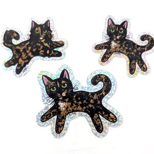 Tortoiseshell Cat Glitter Sticker: Longhair or Shorthair Torties