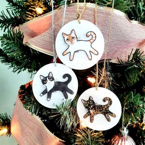 Personalized Cat Ornaments: Siamese, Tuxedo, Tortoiseshell, Tabby
