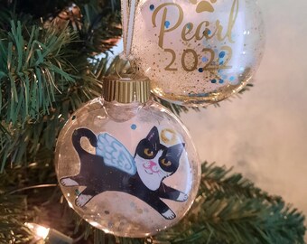 Tuxedo Cat Angel Ornament, Personalized Cat, Cat Christmas Ornament, Cat Memorial
